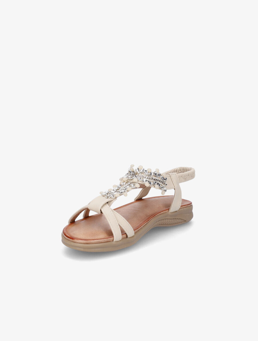 Nu-pieds en simili à perles - Beige - 3