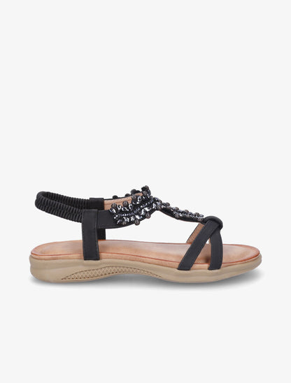 Nu-pieds en simili à perles - Noir - 5