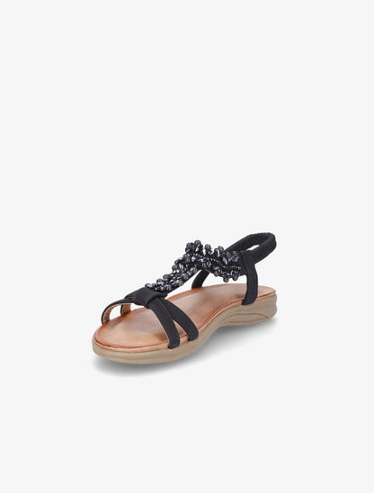 Nu-pieds en simili à perles - Noir - 3