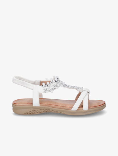 Nu-pieds en simili à perles - Blanc - 1