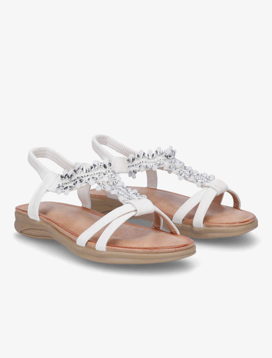 Nu-pieds en simili à perles - Blanc - 4