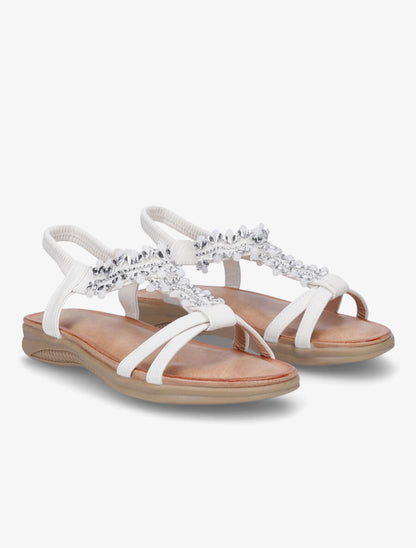 Nu-pieds en simili à perles - Blanc - 4