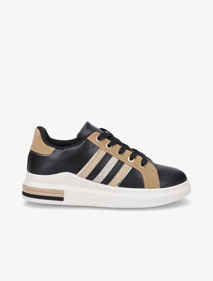 Sneakers en simili à bandes irisées - Camel - 5