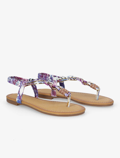 Nu-pieds tressés en tissu satiné - Violet - 4