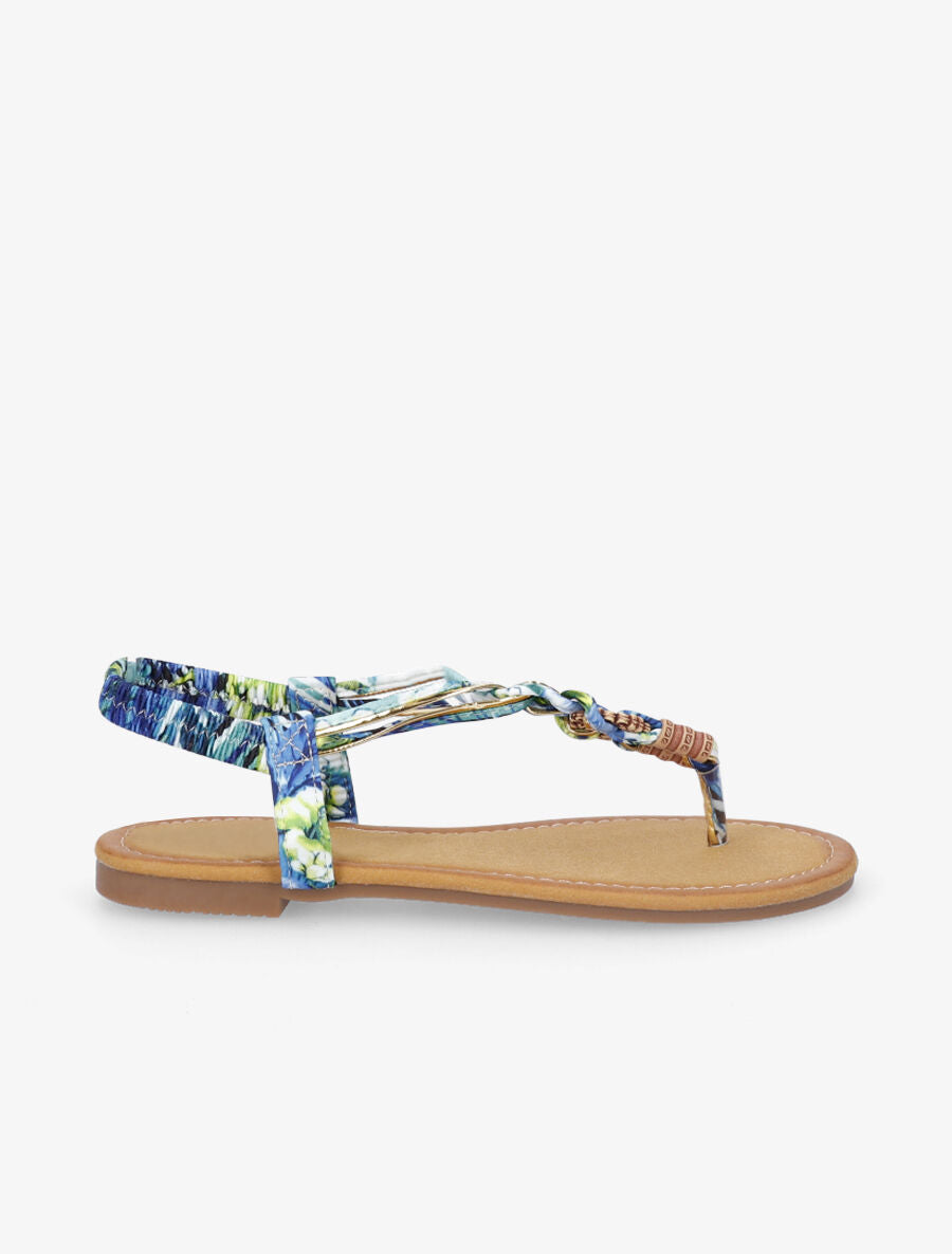 Nu-pieds tressés en tissu satiné - Bleu - 1
