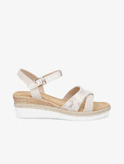 Sandales compensées brides irisées - Beige - 5