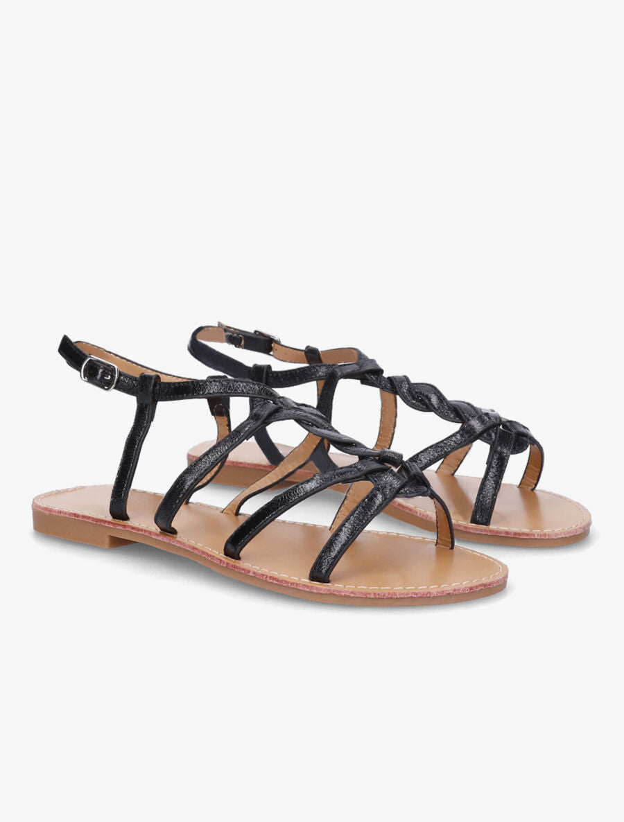 Nu-pieds tressés en simili - Noir - 4
