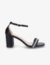 Sandales en simili à talon et brides avec strass - Noir - 1