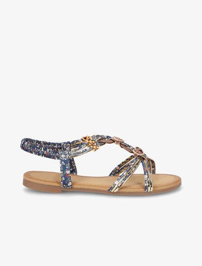 Nu-pieds imprimés et bijoux en bois - Marine - 5