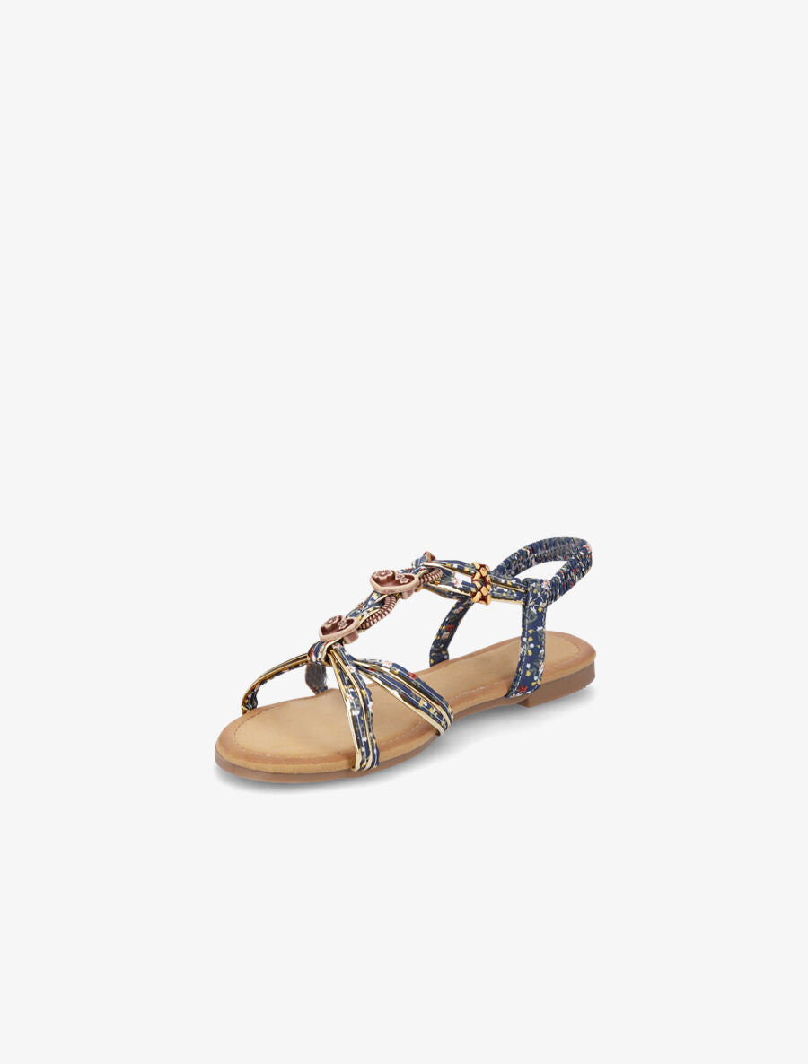 Nu-pieds imprimés et bijoux en bois - Marine - 3