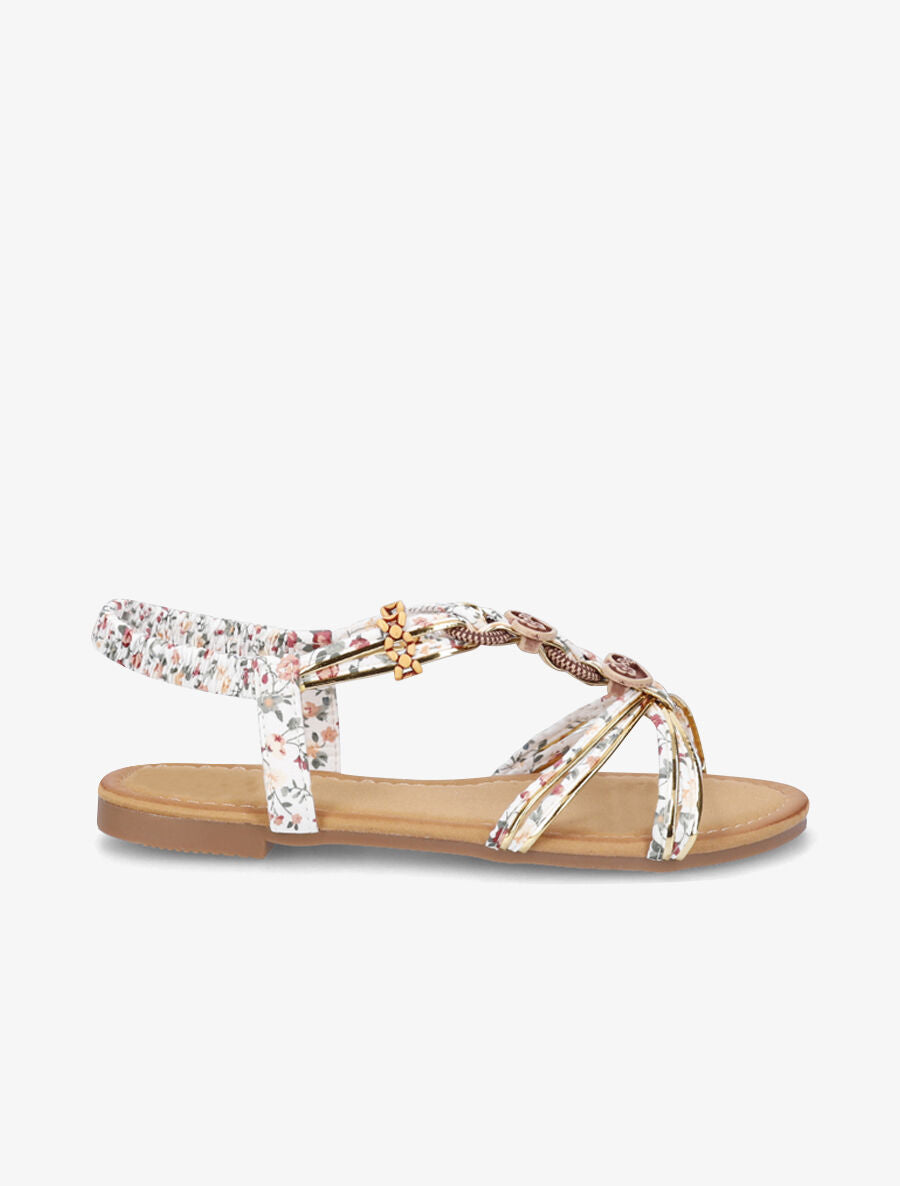 Nu-pieds imprimés et bijoux en bois - Blanc - 1