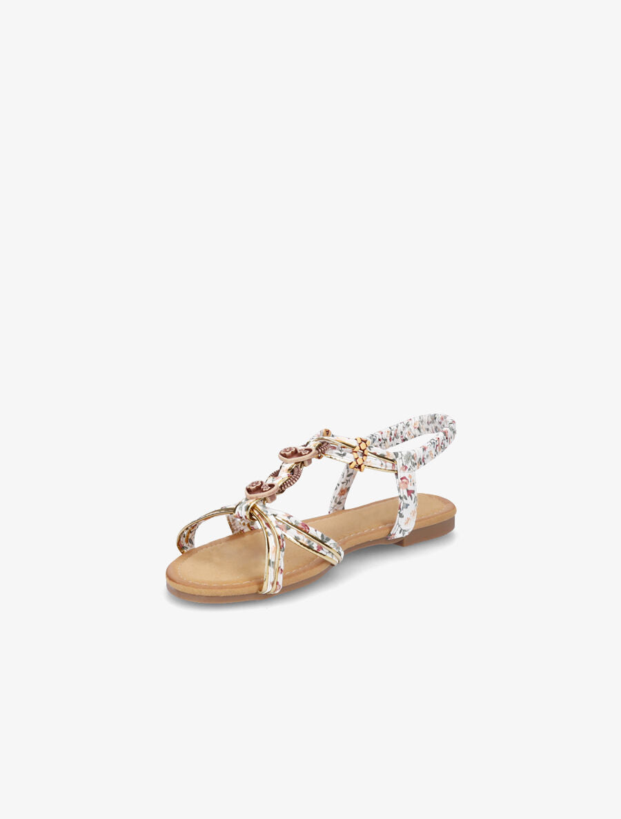 Nu-pieds imprimés et bijoux en bois - Blanc - 3