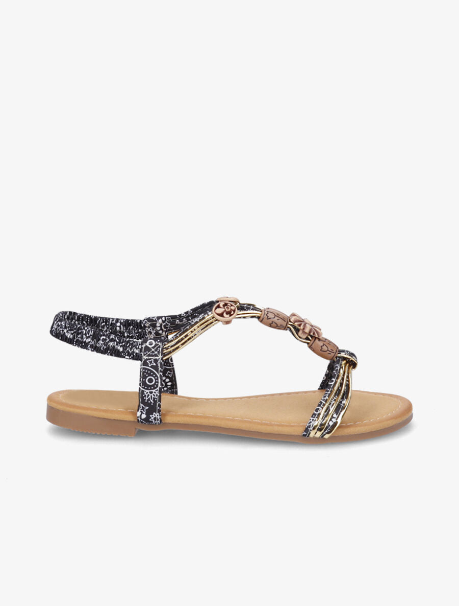 Nu-pieds imprimés et tour de cheville élastiqué - Noir - 2