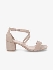 Sandales à talon en suédine - Beige - 1
