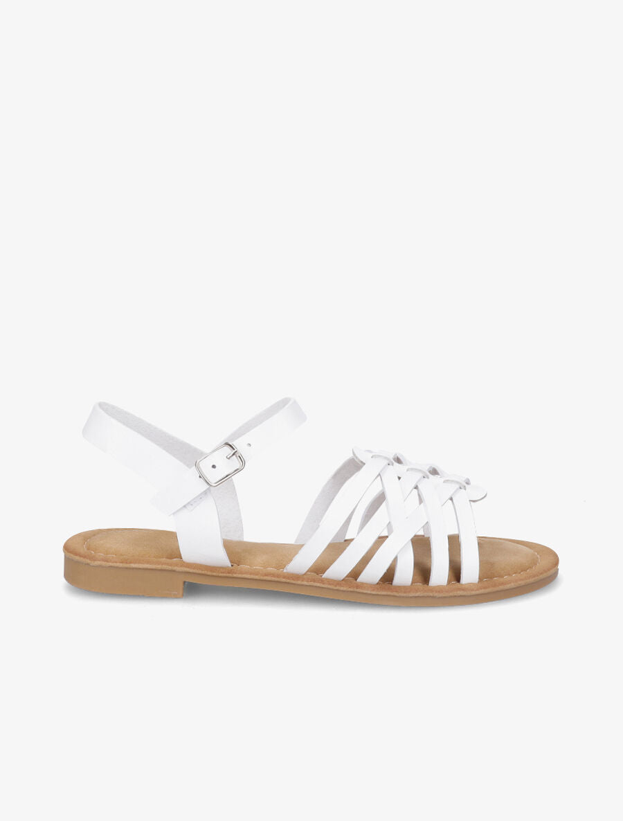 Nu-pieds en simili style spartiates - Blanc - 1