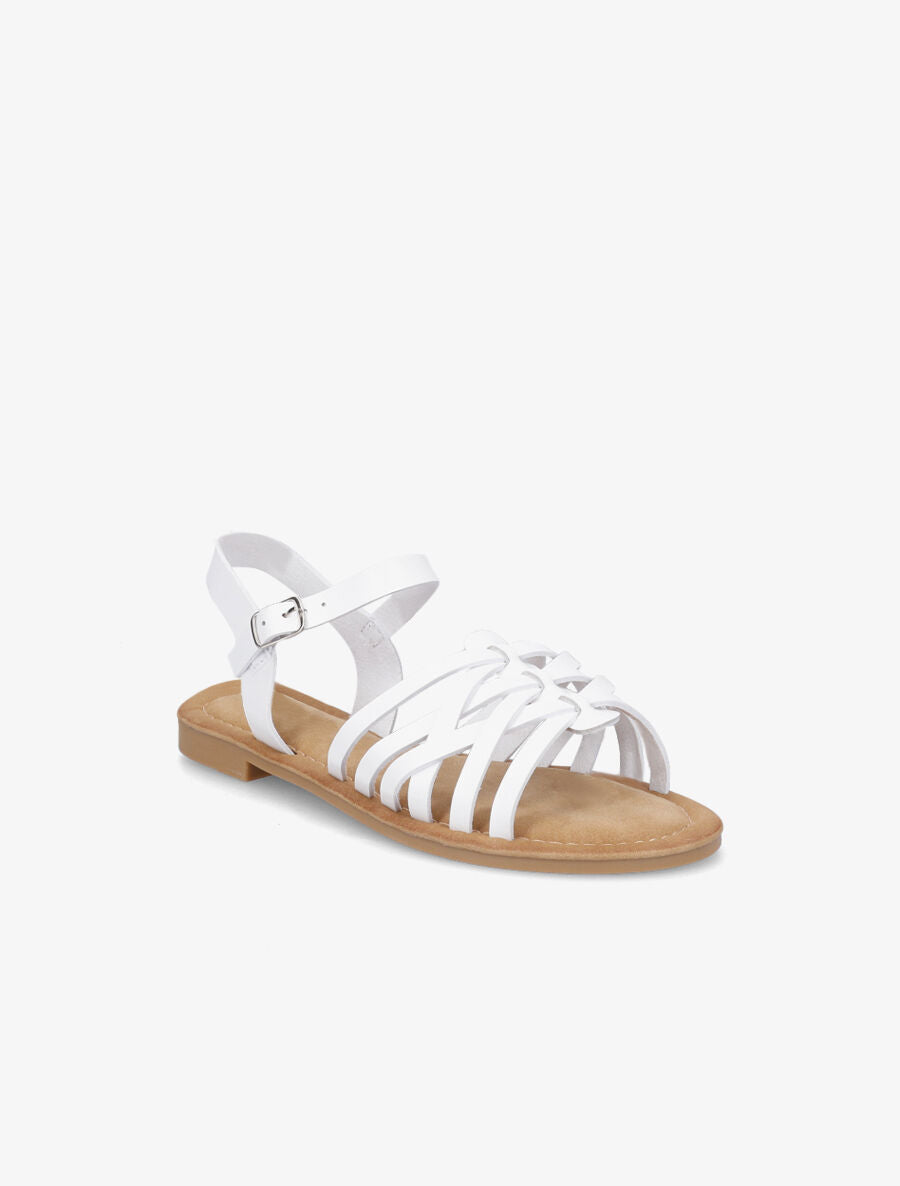 Nu-pieds en simili style spartiates - Blanc - 2