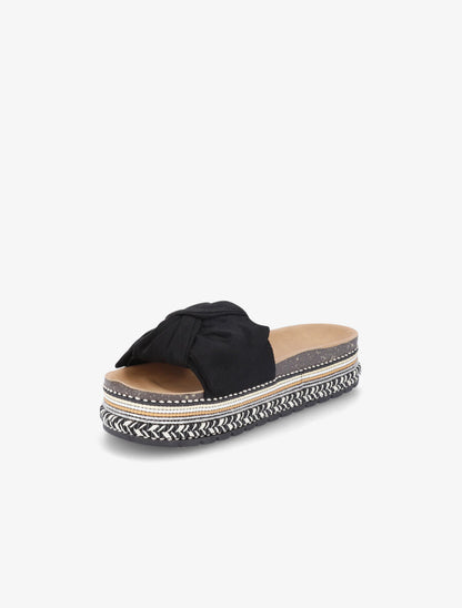 Claquettes à nœuds et semelle stylisée - Noir - 3