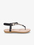 Nu-pieds imprimés à empiècement pierres et bijoux - Noir - 1