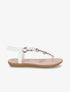 Nu-pieds imprimés à empiècement pierres et bijoux - Blanc - 5