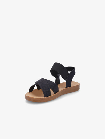 Nu-pieds en simili à brides élastiquées - Noir - 3