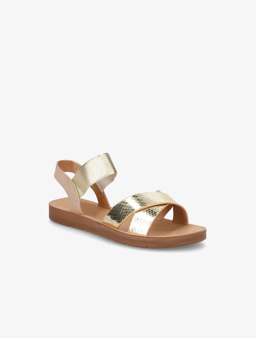 Nu-pieds en simili à brides élastiquées - Or - 2