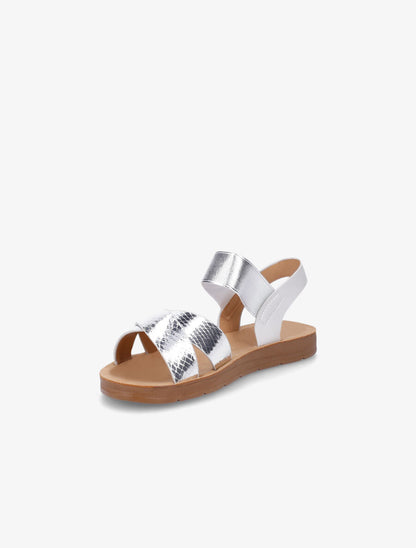 Nu-pieds en simili à brides élastiquées - Argent - 3