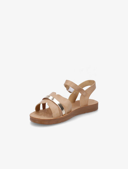 Nu-pieds en simili à ganses bicolores - Taupe - 3