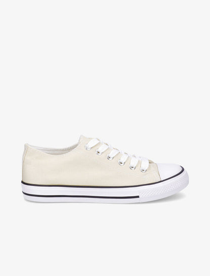 Tennis basses à semelle en gomme - Beige - 1