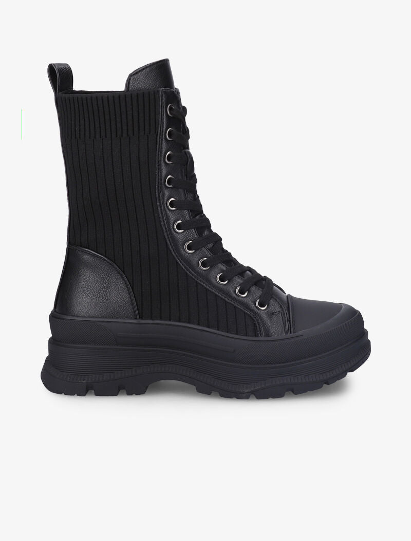 Boots lacées style chaussette - Noir - 2