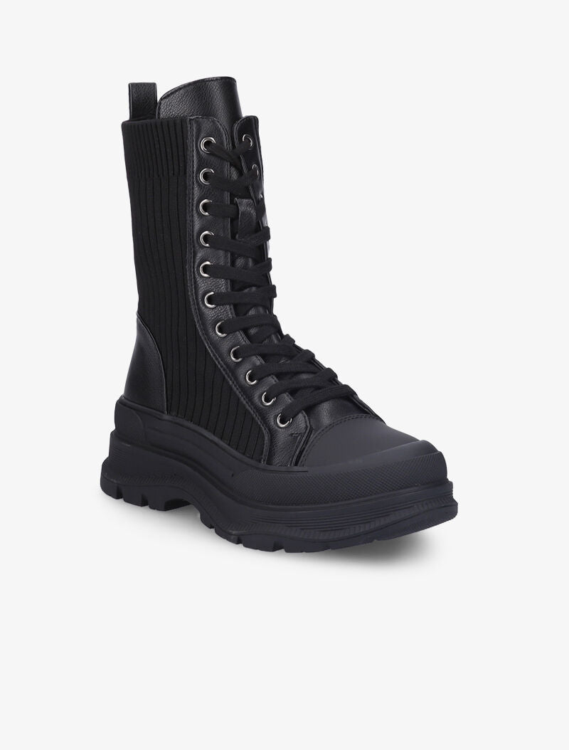Boots lacées style chaussette - Noir - 3