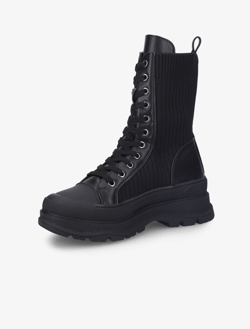 Boots lacées style chaussette - Noir - 4