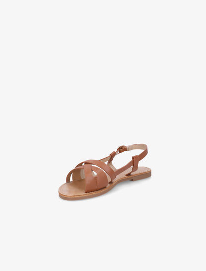 Nu-pieds en simili brides croisées - Camel - 3