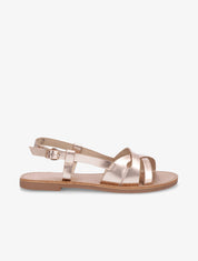 Nu-pieds en simili brides croisées - Rose gold - 1