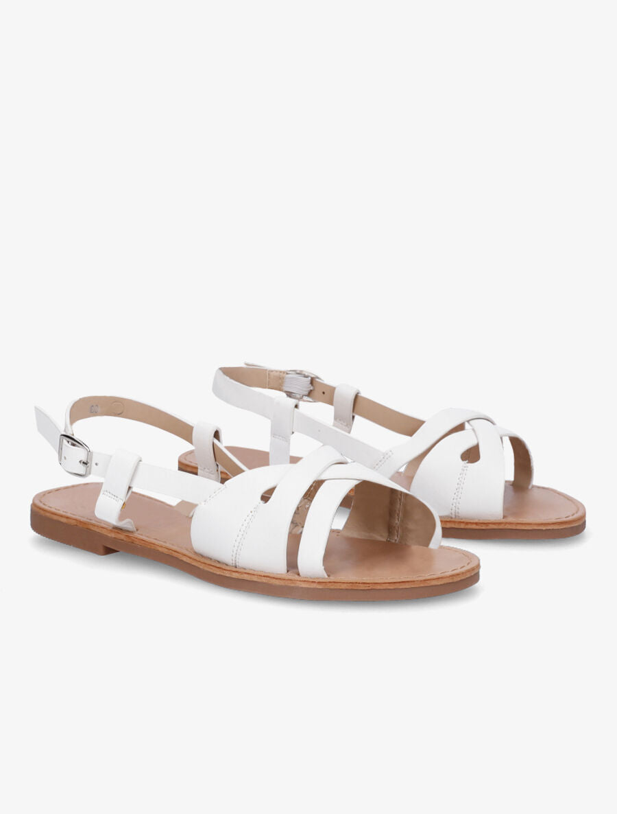 Nu-pieds en simili brides croisées - Blanc - 4