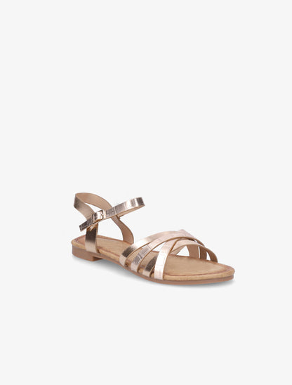 Nu-pieds en simili à brides entremelées - Rose gold - 2