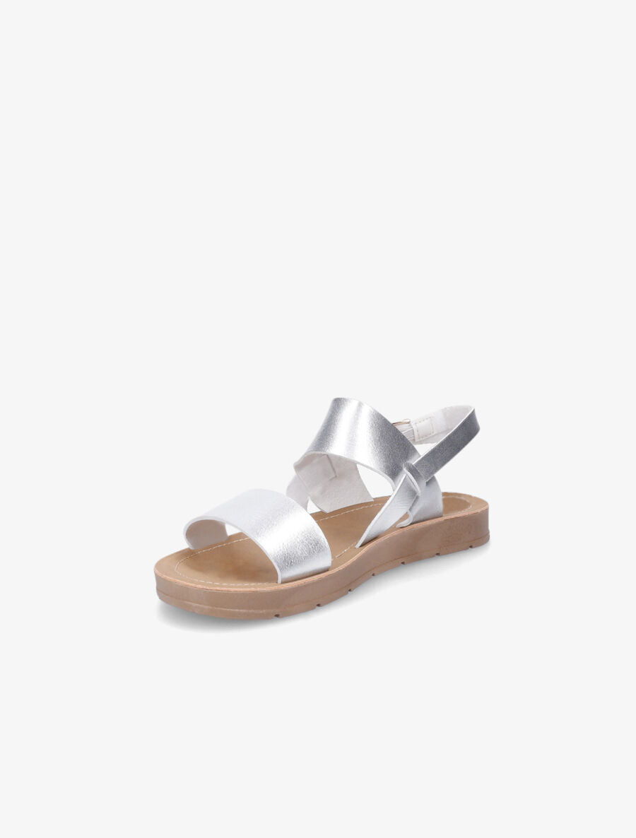 Nu-pieds basiques en simili - Argent - 3