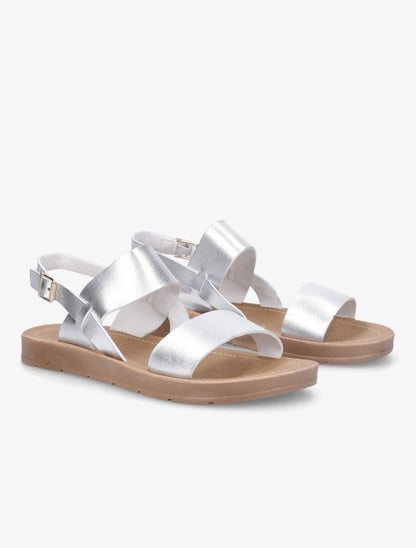 Nu-pieds basiques en simili - Argent - 4