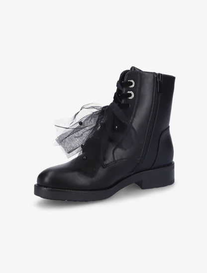 Bottines à détail noeud en tulle - Noir - 4
