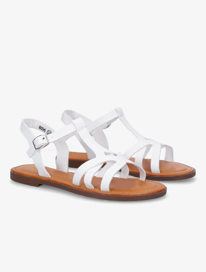 Nu-pieds plats en simili - Blanc - 4