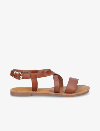 Nu-pieds basiques à brides croisées - Camel - 5