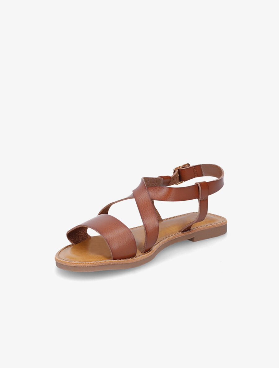 Nu-pieds basiques à brides croisées - Camel - 3