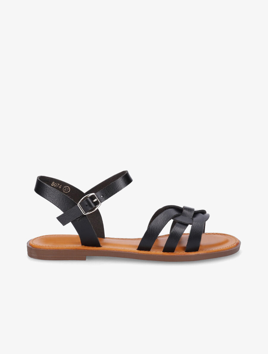 Nu-pieds plats classiques en simili - Noir - 1
