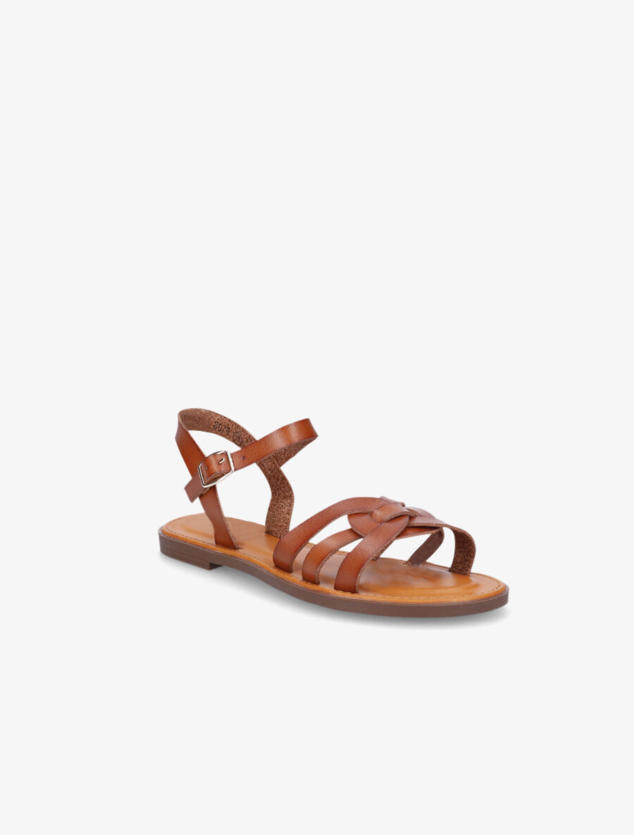 Nu-pieds plats classiques en simili - Camel - 2