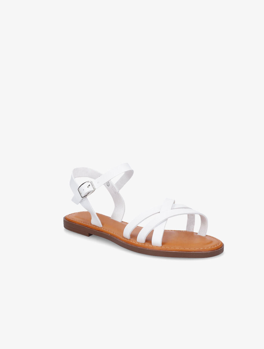 Nu-pieds entrelacés en simili - Blanc - 2