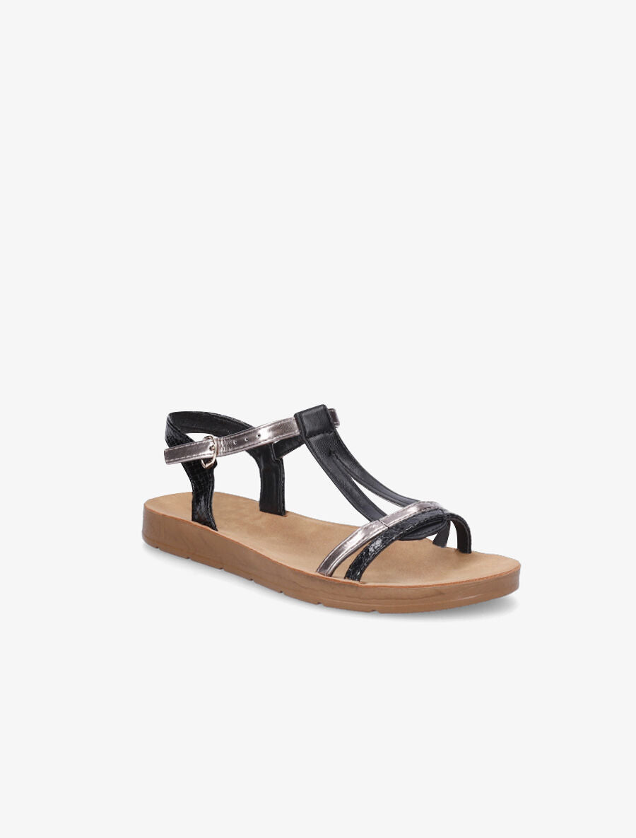 Nu-pieds en simili effet python - Noir - 2