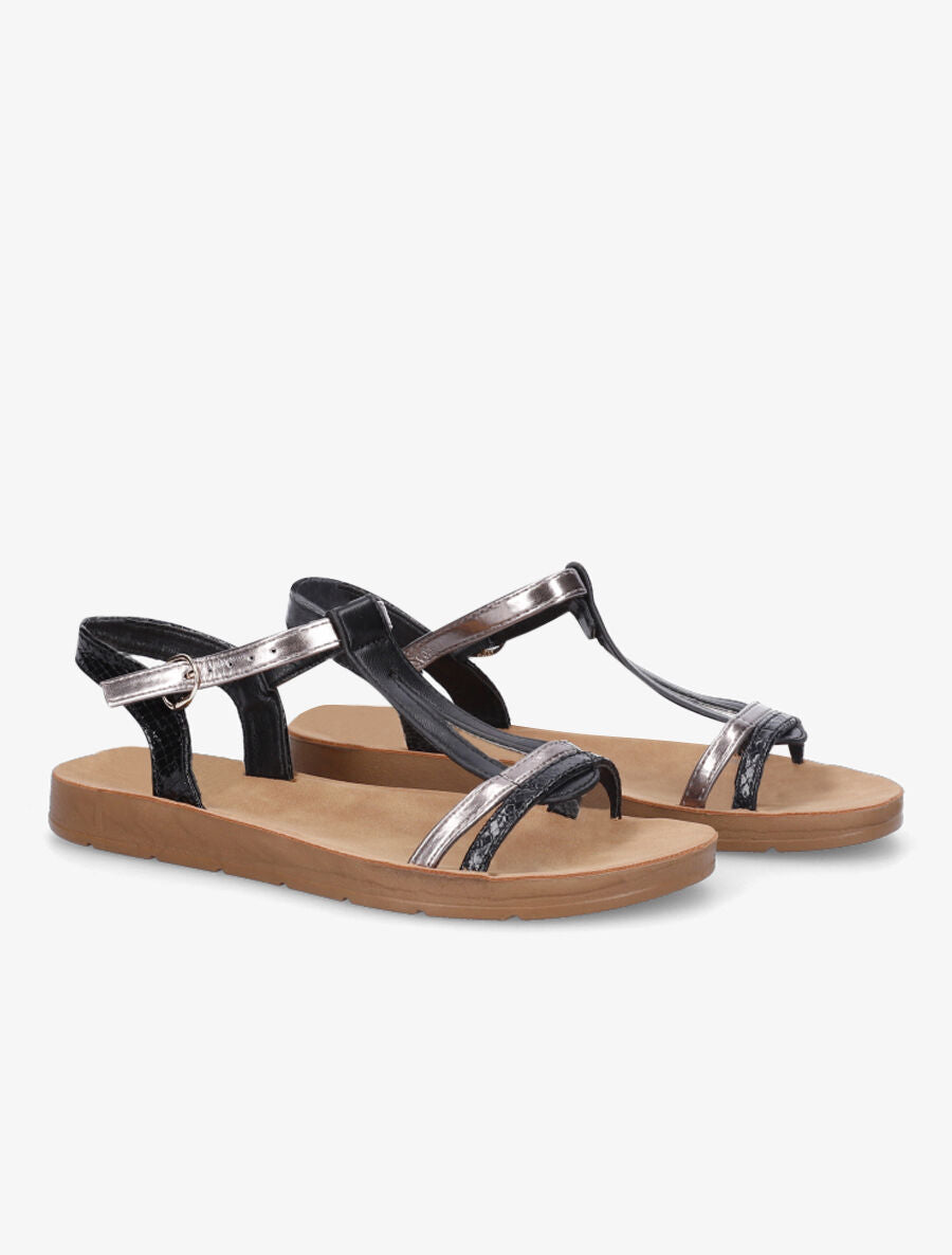 Nu-pieds en simili effet python - Noir - 4