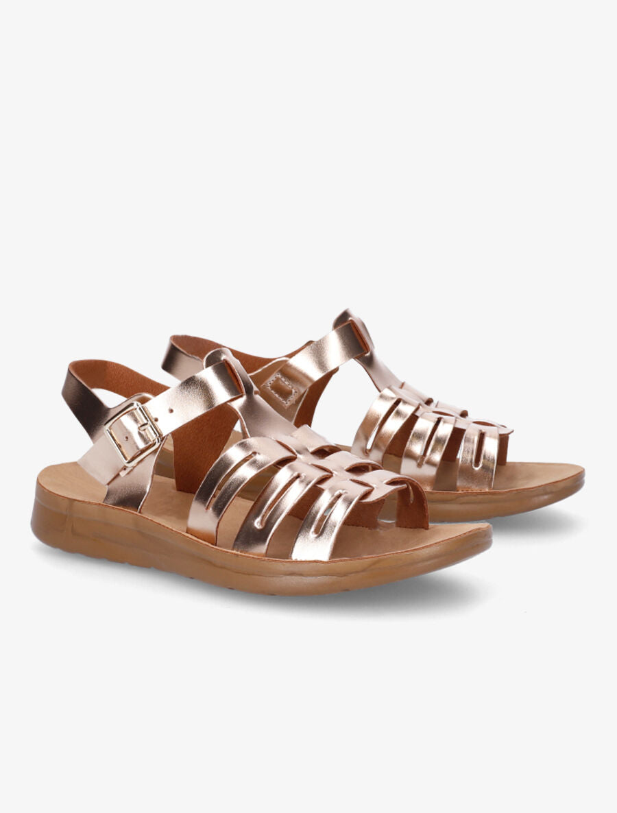 Nu-pieds style spartiates - Rose gold - 4