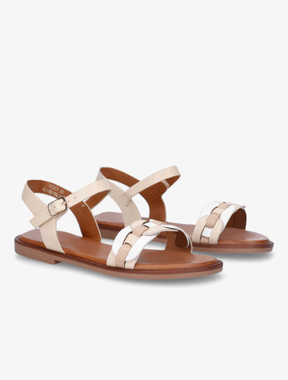 Nu-pieds à brides style maillon - Beige - 4