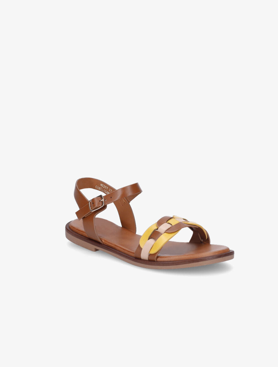 Nu-pieds à brides style maillon - Camel - 2