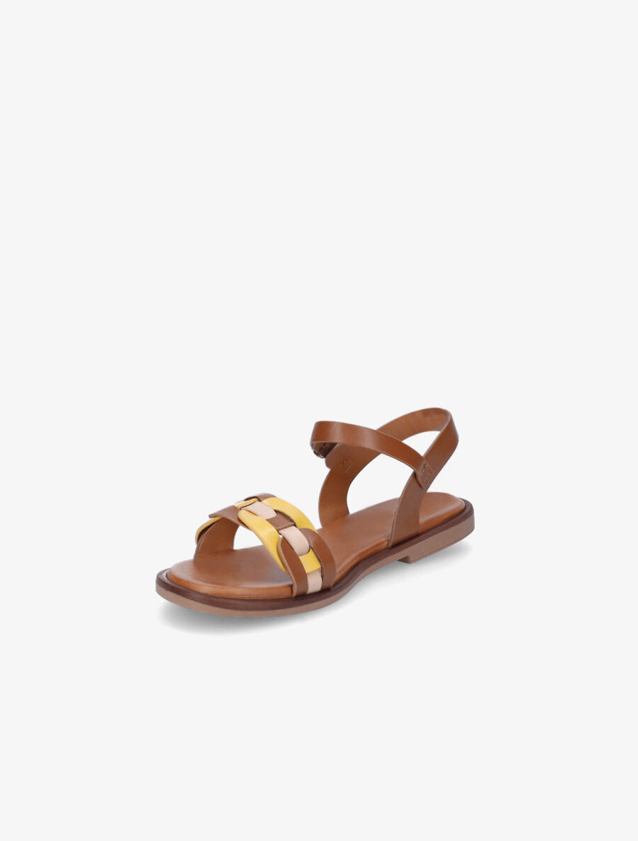 Nu-pieds à brides style maillon - Camel - 3